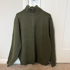 J. Crew Men’s Olive Quarter Zip Mock-Neck Sweater